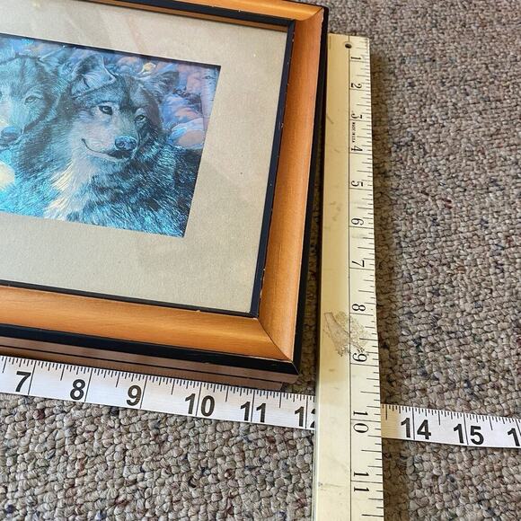 Vintage Kevin Daniel Art Print Wolves Stream Landscape Lithograph Signed Frame - Picture 5 of 6